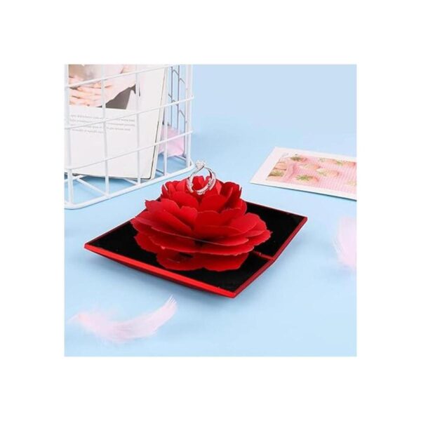iSuperb Caja de anillo de rosa creativa de terciopelo rosa