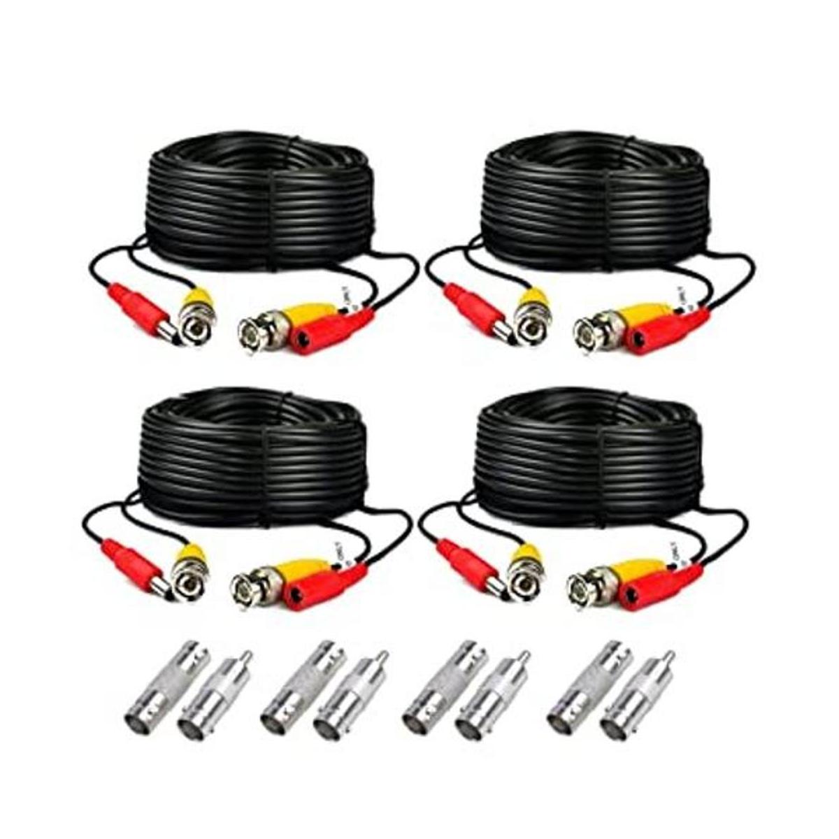 4Pack 125 ft negro cable macho a macho BNC todo en uno de