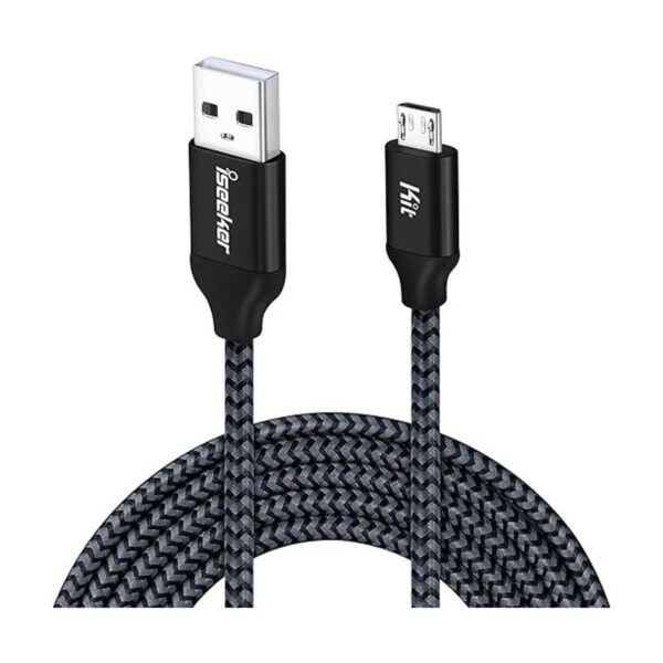 Cable micro USB PS4 de 15 pies iSeeker negro extra largo_1