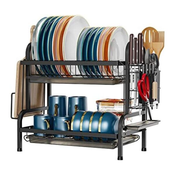 iSPECLE Escurridor de platos de 2 niveles con soporte_1