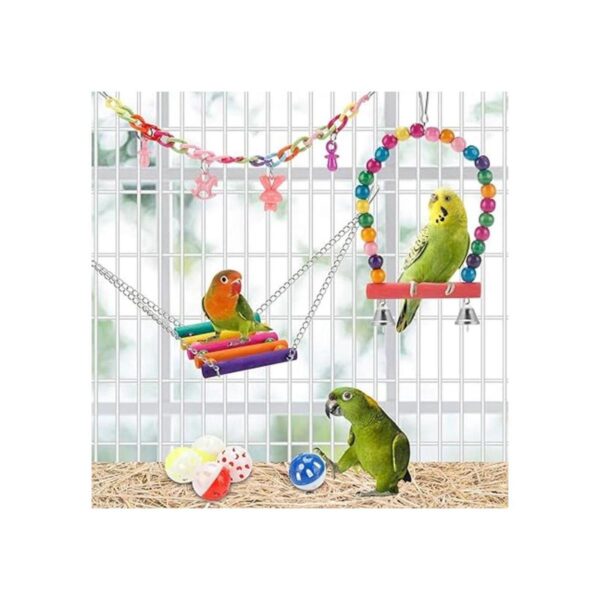 Juguetes de periquitos para pájaros columpio colgante de