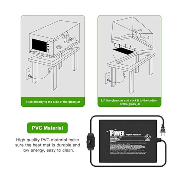 iPower Reptile Heat Mat Under Tank Warmer 4W8W16W24W_3
