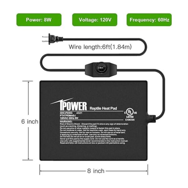 iPower Reptile Heat Mat Under Tank Warmer 4W8W16W24W_2