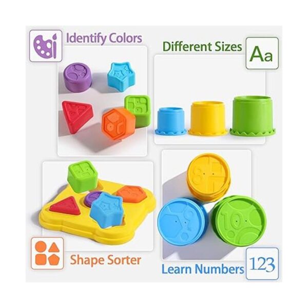 iPlay iLearn Juguetes apilables para bebés tazas de pila_3