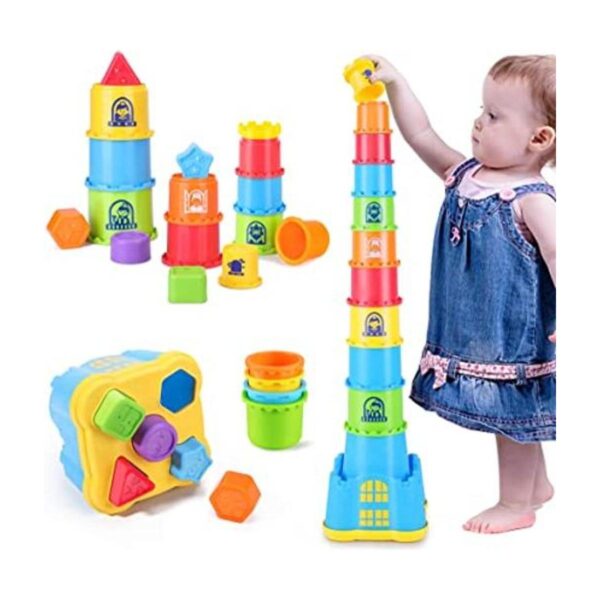 iPlay iLearn Juguetes apilables para bebés tazas de pila_1