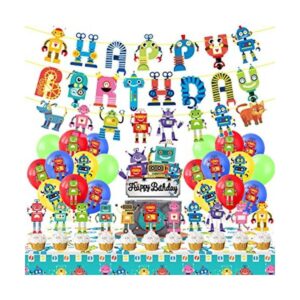 Decoración de fiesta de cumpleaños robot robot pancarta de_1