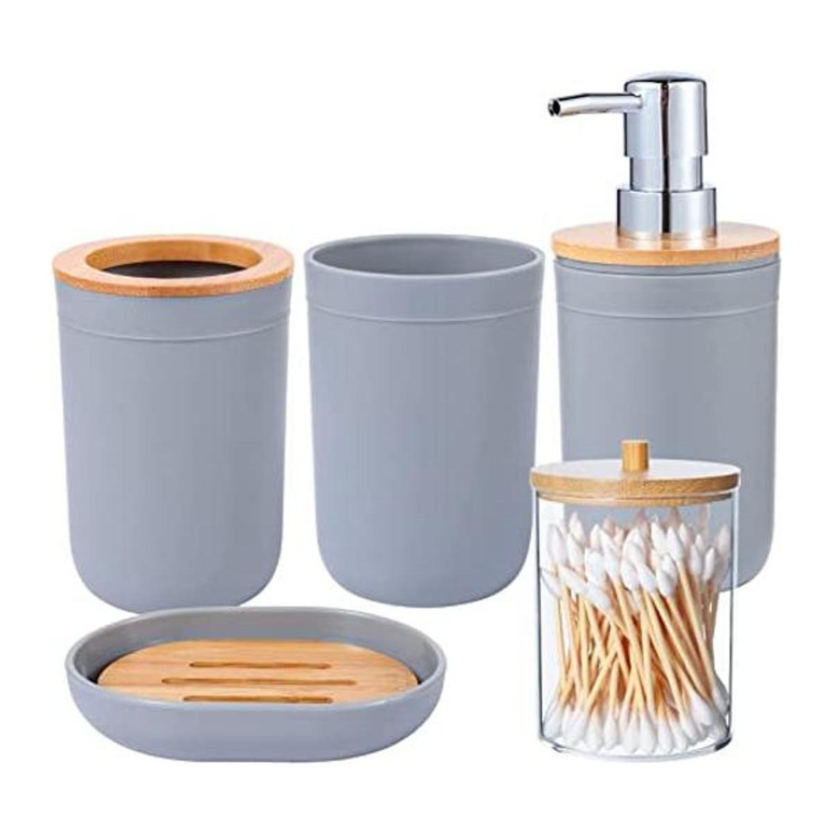 iMucci Juego de 5 accesorios de baño de plástico