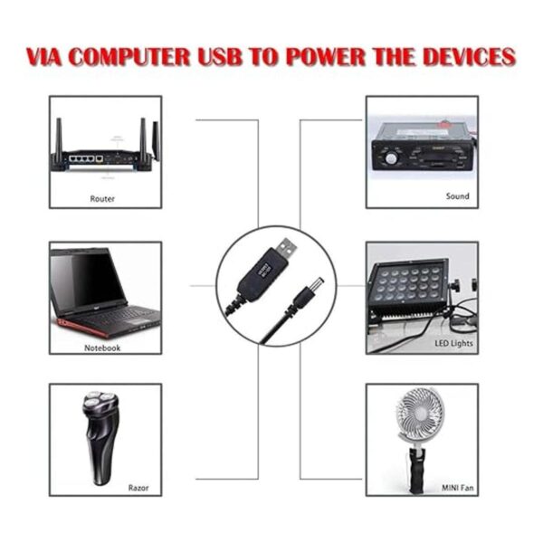 Cable convertidor de voltaje USB DC de 5 V a CC de 12 V