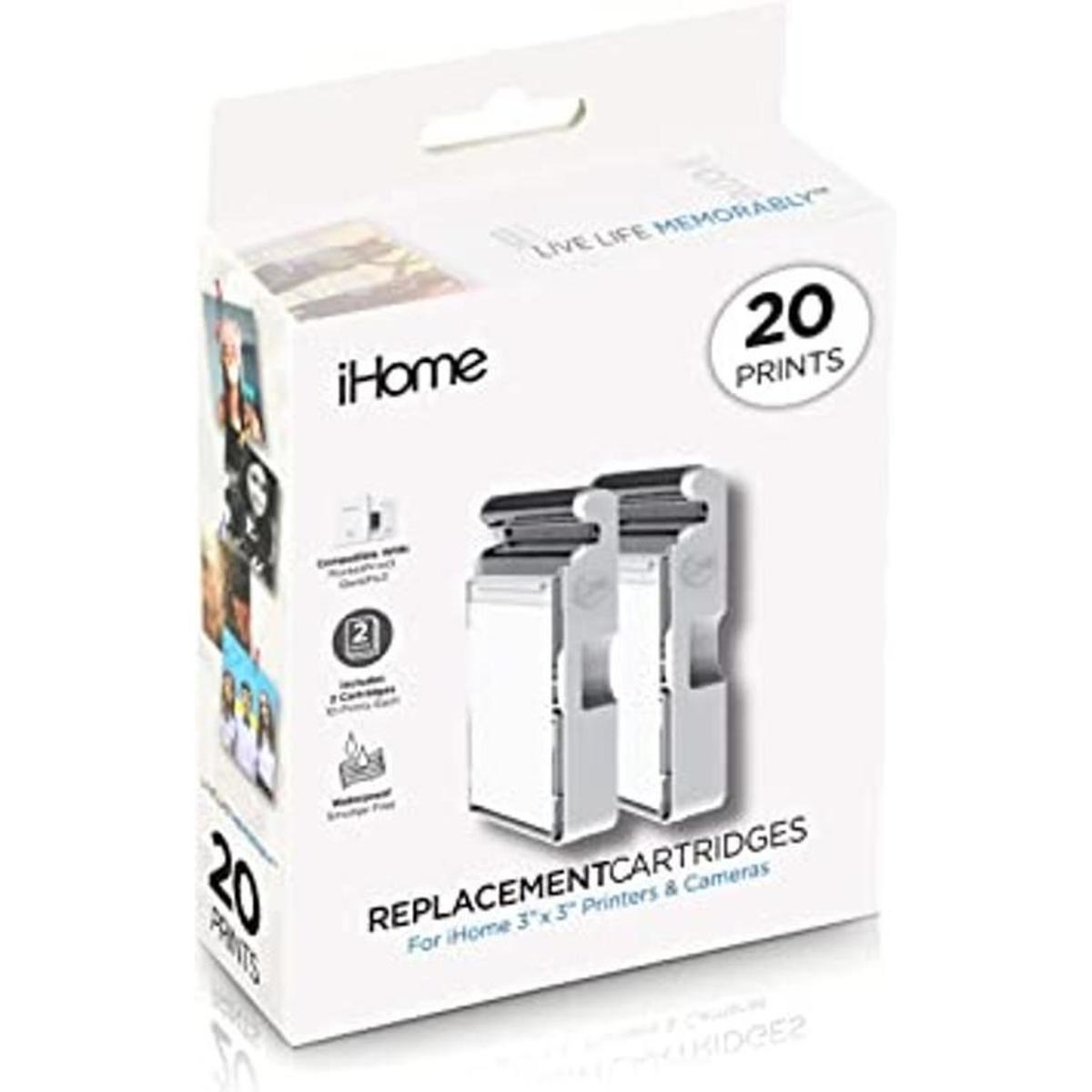 iHome 2Pack de tinta de 3.0 x 3.0 in y cartucho de papel