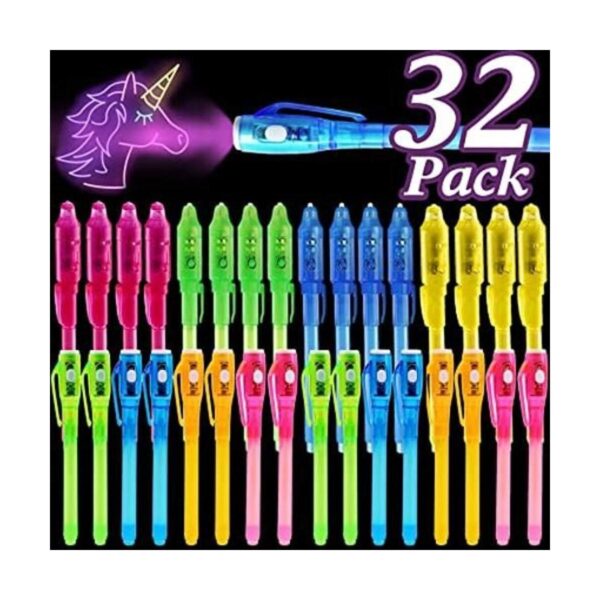 Paquete de 32 bolígrafos de tinta invisible con luz morada_1