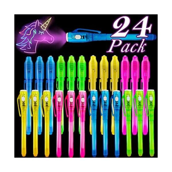 Paquete de 24 bolígrafos de tinta invisible con luz UV_1