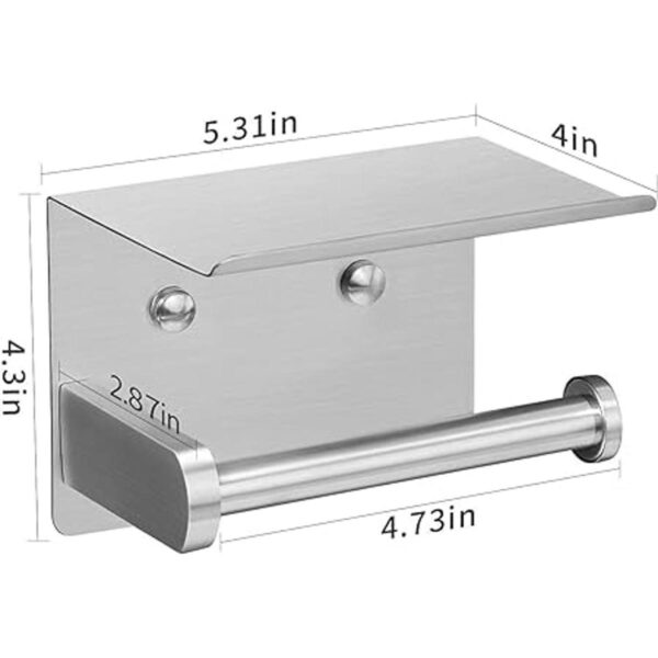 Soporte de papel higiénico adhesivo con estante para_5