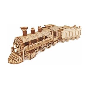 Rompecabezas de madera 3D kits de modelo de tren de vapor_1