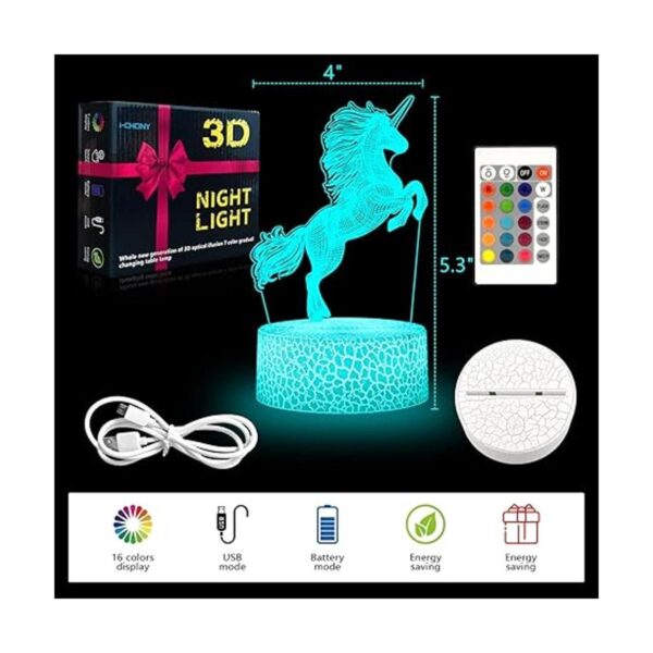 iCHONY Lámpara de escritorio con ilusión 3D de unicornio_2