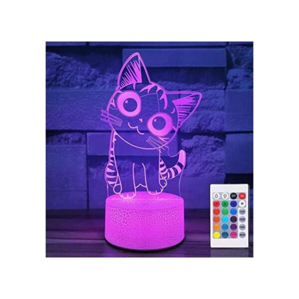 Luz nocturna con ilusión 3D para niños con forma de gato_1