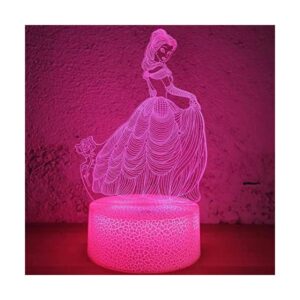 ICHONY Lámpara de ilusión 3D de princesa con control_1