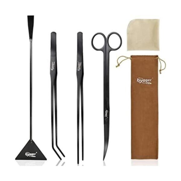 hygger Long Aquarium Aquascaping Tools Kit Black Color