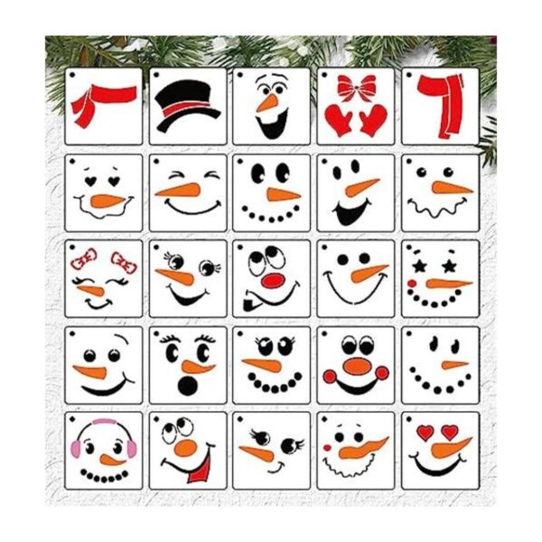 Plantillas de cara de muñeco de nieve de Navidad para