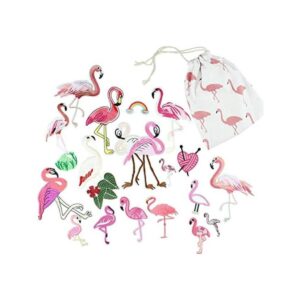Parches de flamenco rosa para coser o planchar para jeans