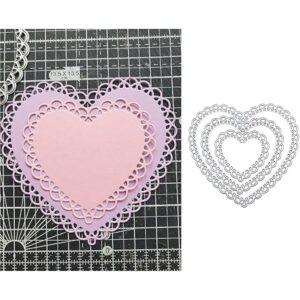 hinana 3 troqueles de metal con corazones de encaje marco