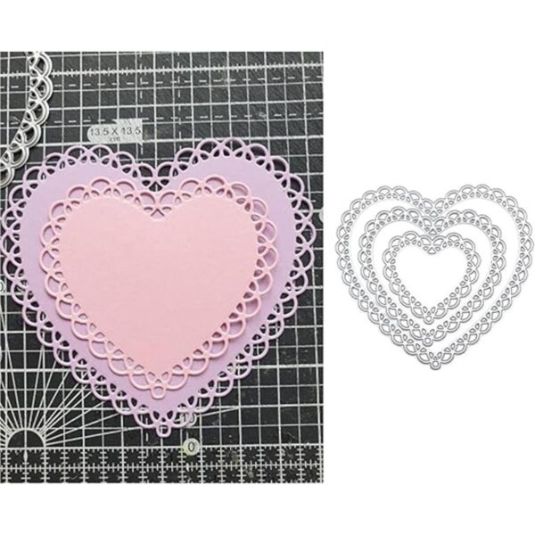 hinana 3 troqueles de metal con corazones de encaje marco