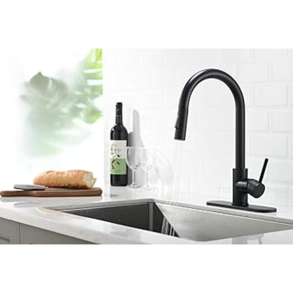 Havin Grifo de cocina negro con rociador extraíble con_2