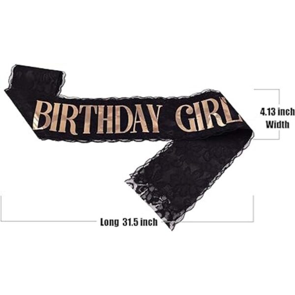 Banda de cumpleaños para niña encaje negro oro rosa_3