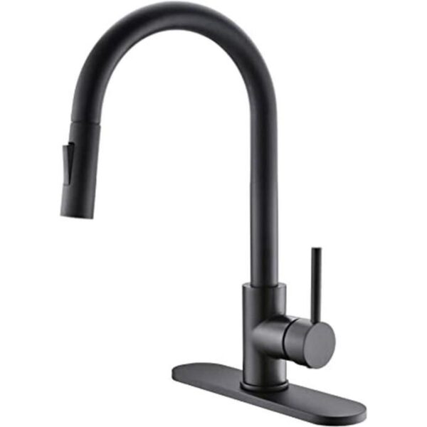 Havin Grifo de cocina negro con rociador extraíble con_1