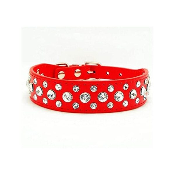 haoyueer Bling Rhinestone Collar de cuero sintético con_1
