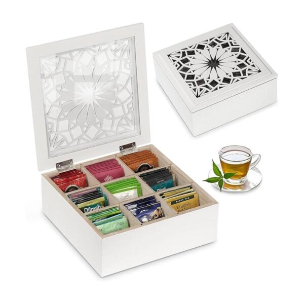 Caja de té organizador de bolsitas de té de madera_1