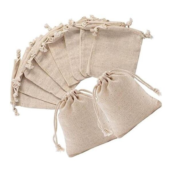 100 bolsas de algodón con doble cordón reutilizables para
