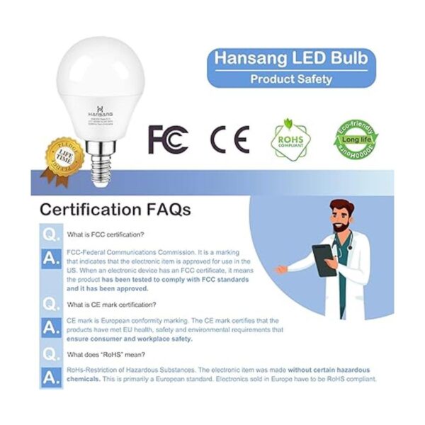 Hansang E12 LED Ceiling Fan Light Bulbs 6000K Cool_2