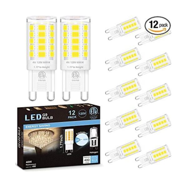 Paquete de 12 bombillas LED G9 de 6000 K de luz diurna_1