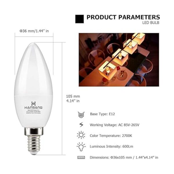 Hansang Candelabra Bombillas LED 60 W equivalente a 600_2