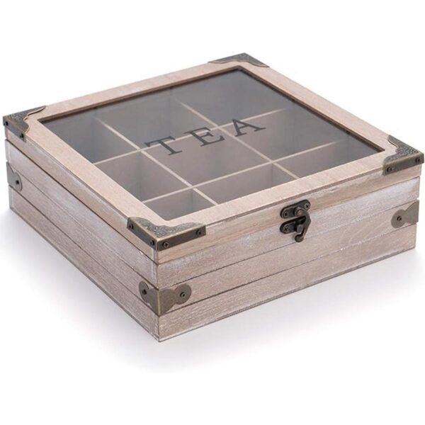 Caja de té de madera organizador de madera caja de_1