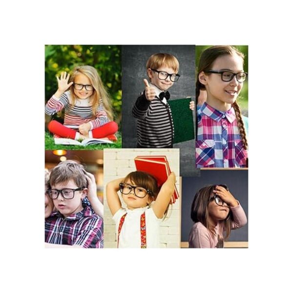 Niños Nerd Gafas Lente Transparente Geek Disfraz Negro_4