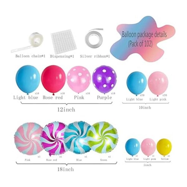Kit de arco de guirnalda de globos de caramelo 102 globos