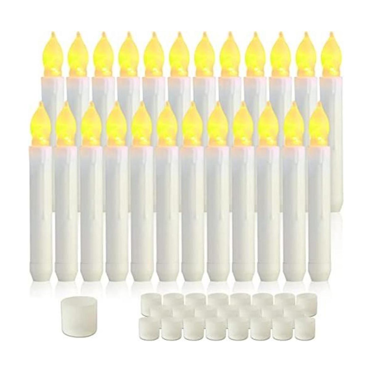Homemory Velas tipo cirios sin flamas funcionan con
