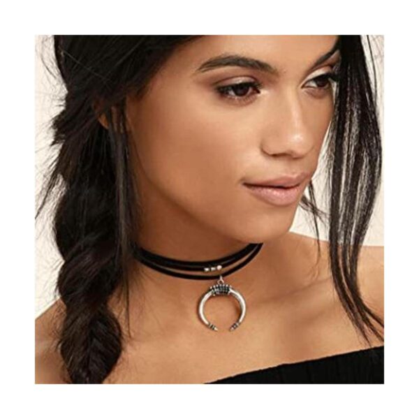 fxmimior Gargantilla con colgante de luna negra y luna_1