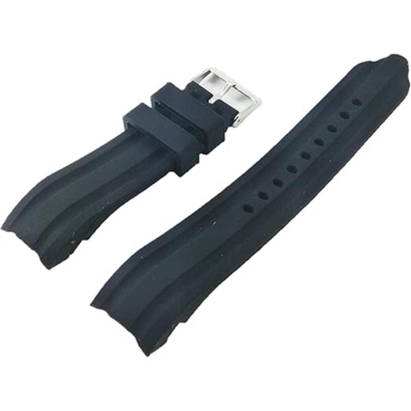 Correa de reloj de buceo de goma de silicona negra_1