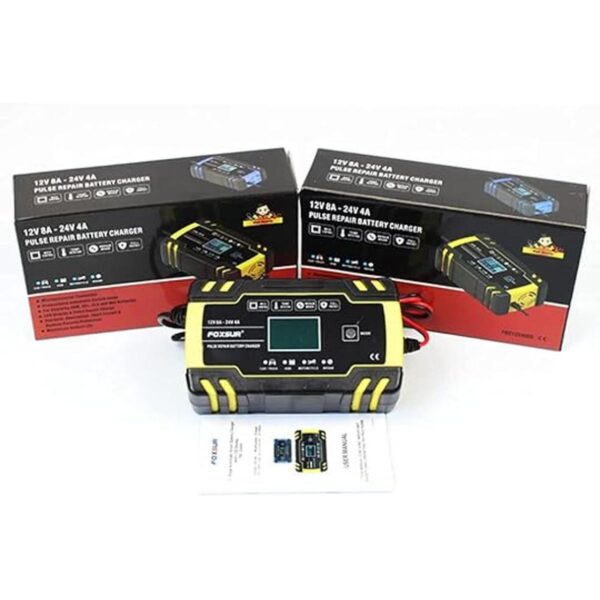Foxsur Cargador de batería de coche 12 V8 A 24 V4 A_3