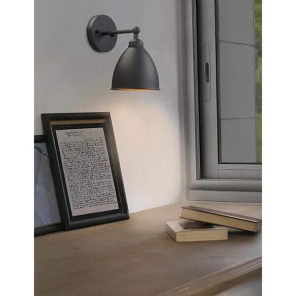 Phansthy Lámpara de pared industrial de granero negro mate_2