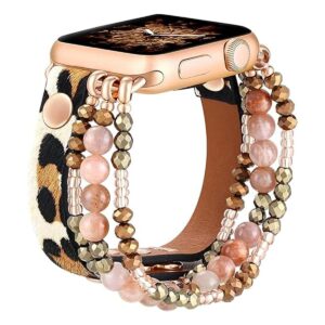 fastgo Correa de piel de leopardo compatible con Apple_1