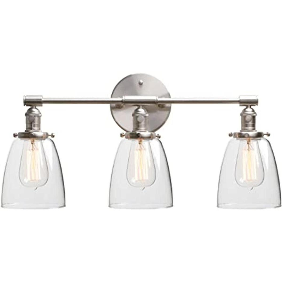 Phansthy Lámpara de pared industrial de 3 luces de níquel
