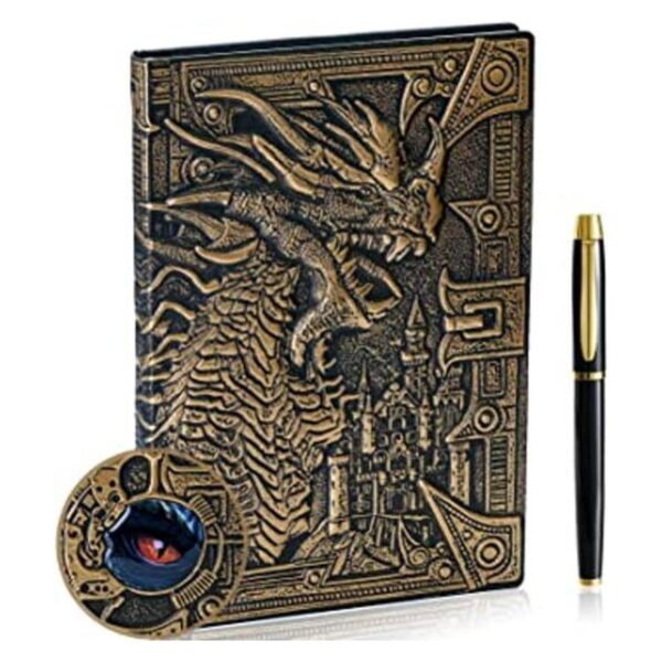 Cuaderno de escritura en relieve de dragón 3D con juego de_1