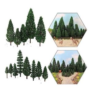 52pcs Modelo Pinos Verdes Pines De Plástico Para Bosque HO