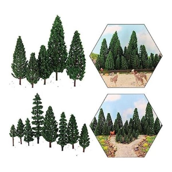 52pcs Modelo Pinos Verdes Pines De Plástico Para Bosque HO