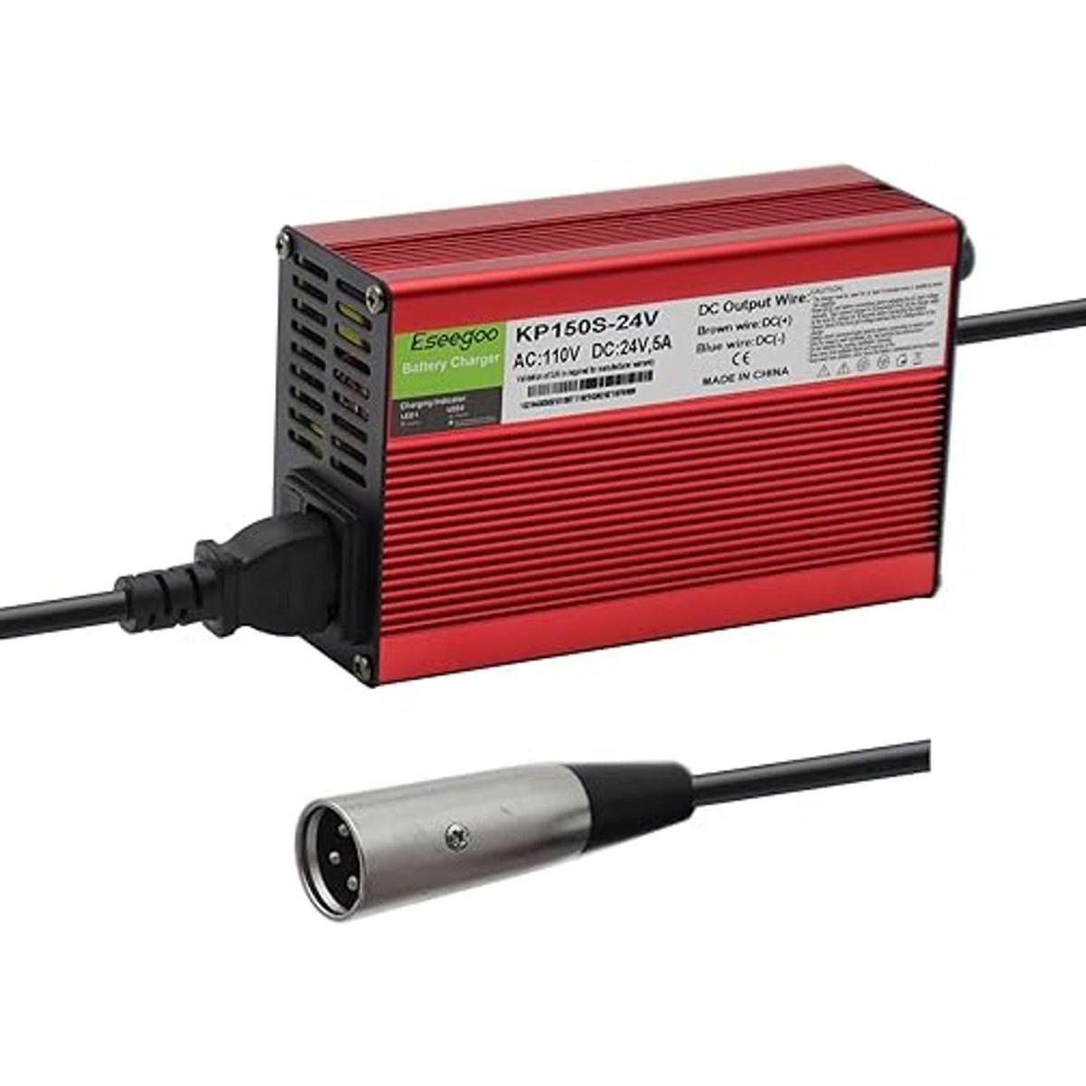 Eseegoo Cargador de batería de 24 V 5 A con conector XLR