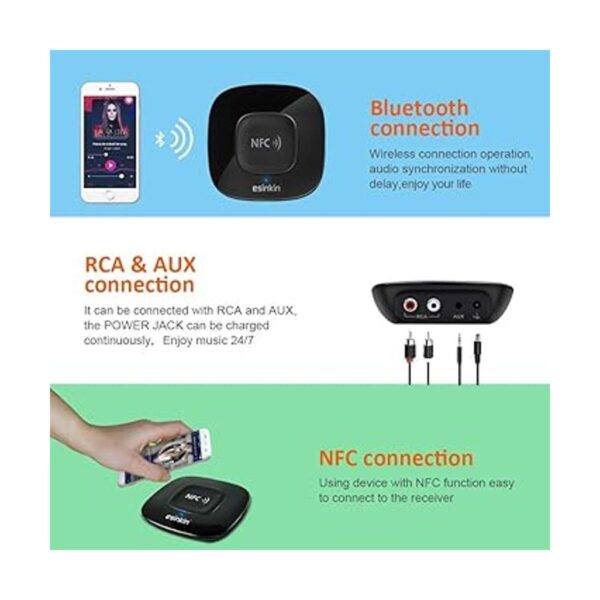 Esinkin Adaptador de audio inalámbrico Bluetooth 4.0_4
