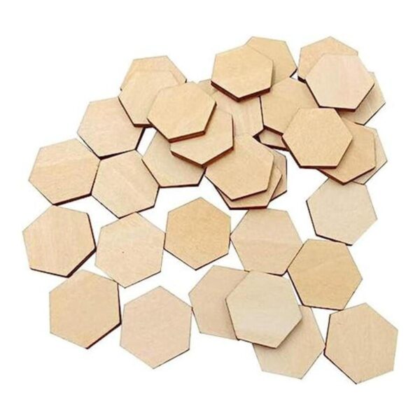 100 piezas de 1.181 in de viruta hexagonal de madera sin_1